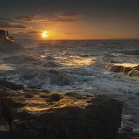 Buy canvas prints of  Porthcawl sunrise by Leighton Collins