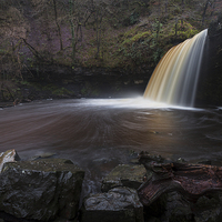 Buy canvas prints of  Lady Falls Sgwd Gwladus in full flow by Leighton Collins