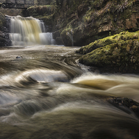 Buy canvas prints of  Dinas Rock Waterfalls by Leighton Collins
