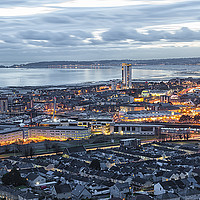 Buy canvas prints of Dusk at Swansea city by Leighton Collins