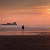 Buy canvas prints of Pastel Sunset at Rhossili Bay by Leighton Collins