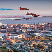 Buy canvas prints of Red Arrows at Swansea by Leighton Collins