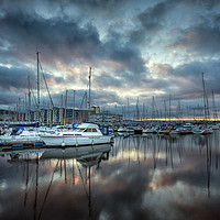 Buy canvas prints of Swansea Marina Reflections by Leighton Collins