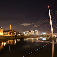 Buy canvas prints of River Tawe at night by Leighton Collins