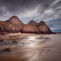 Buy canvas prints of Low tide at Three Cliffs Bay by Leighton Collins