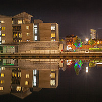 Buy canvas prints of Night time at Swansea Marina by Leighton Collins