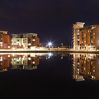Buy canvas prints of Evening reflections at Swansea Prince of Wales doc by Leighton Collins