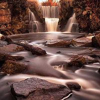 Buy canvas prints of Penllergare waterfalls by Leighton Collins