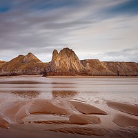Buy canvas prints of Sand ridges on Three Cliffs Bay by Leighton Collins