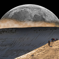 Buy canvas prints of Supermoon over Brecon Beacons by Leighton Collins