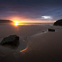 Buy canvas prints of Caswell Bay sunrise by Leighton Collins