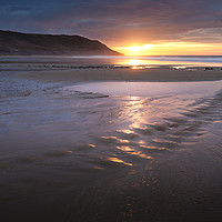 Buy canvas prints of Caswell Bay beach stream by Leighton Collins