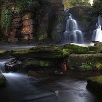 Buy canvas prints of Penllergare Waterfalls by Leighton Collins