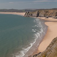 Buy canvas prints of Three Cliffs Bay Gower by Leighton Collins