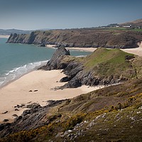 Buy canvas prints of Pobbles Bay and Three Cliffs by Leighton Collins