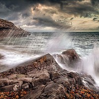 Buy canvas prints of Crashing waves and storm clouds by Leighton Collins