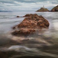 Buy canvas prints of Outgoing tide at Mumbles lighthouse by Leighton Collins
