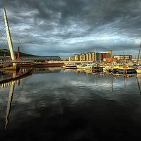 Buy canvas prints of Swansea marina and Sail Bridge by Leighton Collins