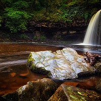 Buy canvas prints of The rock at Sgwd Gwladus waterfall by Leighton Collins