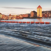 Buy canvas prints of Swansea marina and Tawe barrage by Leighton Collins