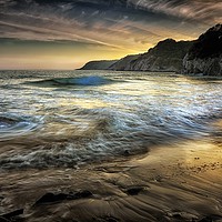 Buy canvas prints of Dusk at Caswell Bay by Leighton Collins