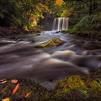 Buy canvas prints of Moody Sgwd yr Eira Waterfall  by Leighton Collins