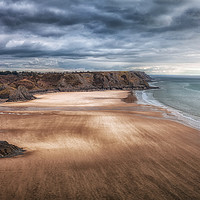 Buy canvas prints of Wind swept Three Cliffs Bay by Leighton Collins