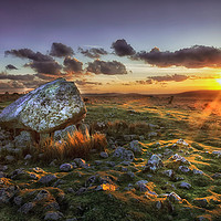 Buy canvas prints of Arthur's stone at sunset by Leighton Collins