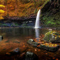 Buy canvas prints of Autumn at Sgwd Gwladus Lady falls by Leighton Collins