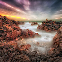 Buy canvas prints of Dramatic sky at Rotherslade Bay by Leighton Collins