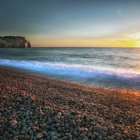 Buy canvas prints of Sunset at Etretat beach by Leighton Collins