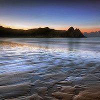 Buy canvas prints of Daybreak at Three Cliffs Bay by Leighton Collins