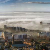 Buy canvas prints of Fog over Swansea City by Leighton Collins