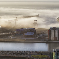 Buy canvas prints of Swansea docks in the fog by Leighton Collins