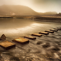 Buy canvas prints of Stepping stones with oil effect by Leighton Collins