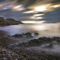 Buy canvas prints of Bracelet Bay and Mumbles lighthouse by Leighton Collins