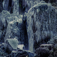 Buy canvas prints of Frozen rocks and icicles by Leighton Collins