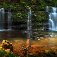 Buy canvas prints of Sgwd y Pannwr Waterfalls by Leighton Collins