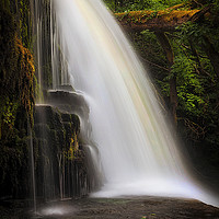 Buy canvas prints of The ledge at Sgwd Clun Gwyn waterfall by Leighton Collins