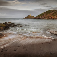 Buy canvas prints of Mumbles Lighthouse and beach by Leighton Collins