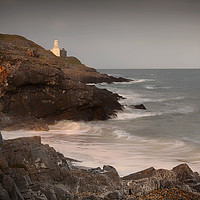Buy canvas prints of Mumbles lighthouse and Bracelet Bay  by Leighton Collins