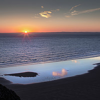 Buy canvas prints of Rhossili Solstice sunset 2018 by Leighton Collins