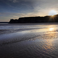 Buy canvas prints of Sunset and wet sand by Leighton Collins