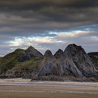 Buy canvas prints of Jagged Three Cliffs Bay by Leighton Collins