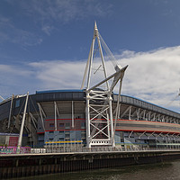 Buy canvas prints of Welsh Rugby Union Stadium, Wales by Leighton Collins