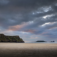 Buy canvas prints of Rhossili Bay sunset by Leighton Collins
