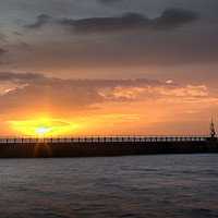Buy canvas prints of Daybreak at Swansea's East Pier by Leighton Collins