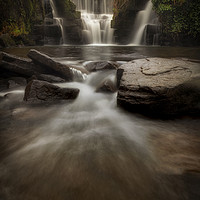 Buy canvas prints of The waterfall at Penllergare Valley by Leighton Collins