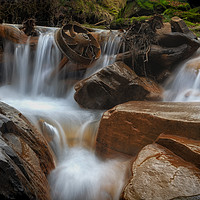 Buy canvas prints of Melincourt Brook cascade by Leighton Collins