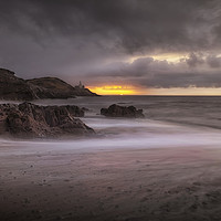 Buy canvas prints of Stormy sunrise at Bracelet Bay by Leighton Collins